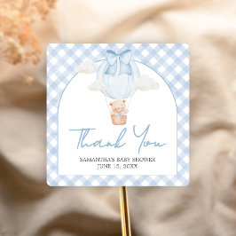 Adesivo Quadrado Blue Bear Bearly Wait Baby Shower 