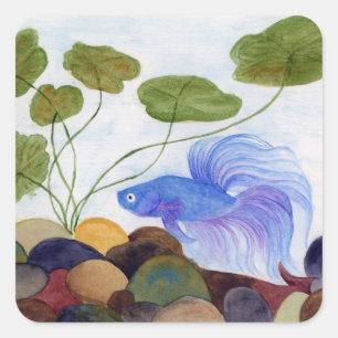 Adesivo Quadrado Blue Betta Fish