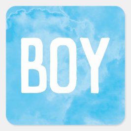 Adesivo Quadrado Blue Boy Baby Gender Reveal Smoeal Party