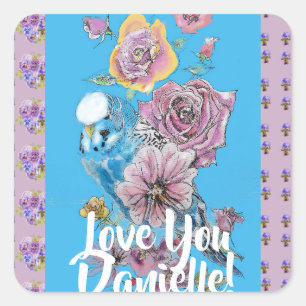 Adesivo Quadrado Blue Budget Watercolor floral Damker Sticker