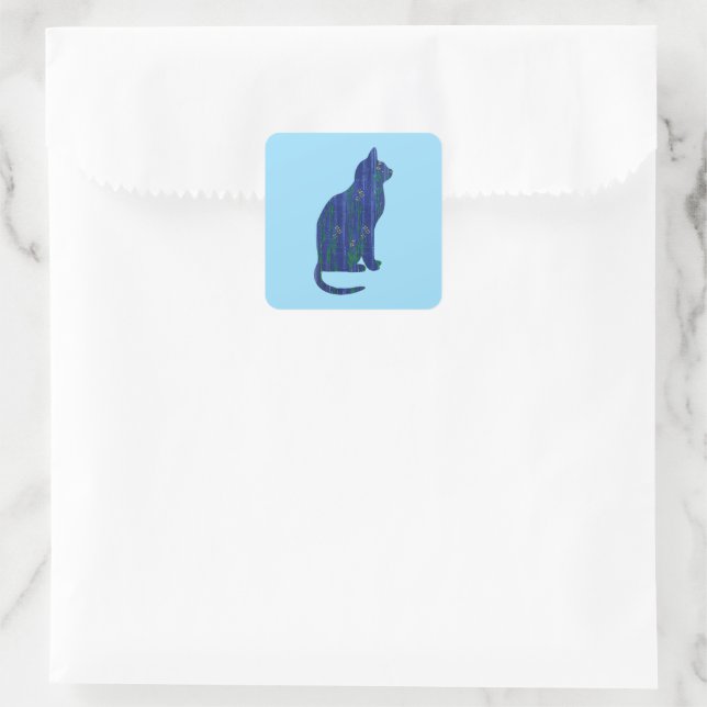 Adesivo Quadrado Blue Cat Art Sticker (Bolsa)