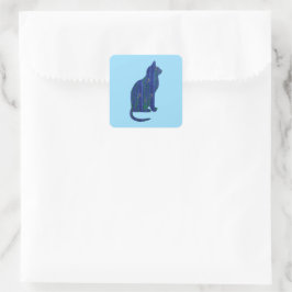 Adesivo Quadrado Blue Cat Art Sticker
