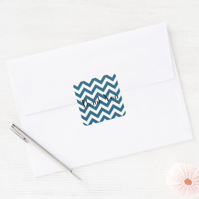 Adesivo Quadrado Blue Chevron Obrigado Stickers (Envelope)