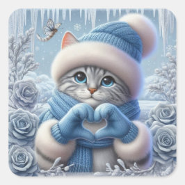 Adesivo Quadrado Blue Christmas Love Sticker
