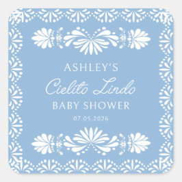Adesivo Quadrado Blue Cielito Lindo Boy Baby Shower Sticker