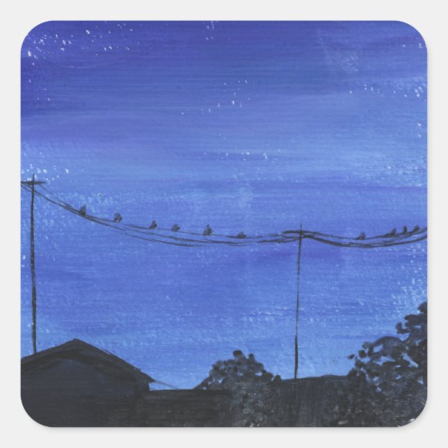 Adesivo Quadrado Blue Cityscape Stickers (Frente)