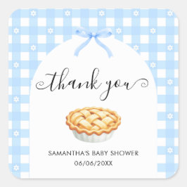 Adesivo Quadrado Blue Coquette Pie Baby Shower Thank You