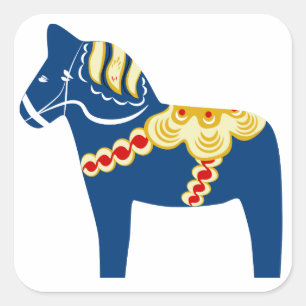 Adesivo Quadrado Blue Dala Horse Sticker