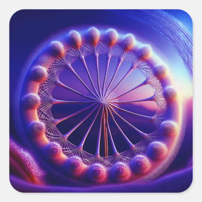 Adesivo Quadrado Blue Dandelion Fractal (Frente)