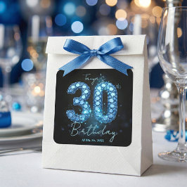 Adesivo Quadrado Blue Diamond Bling Glamour 30º Aniversário