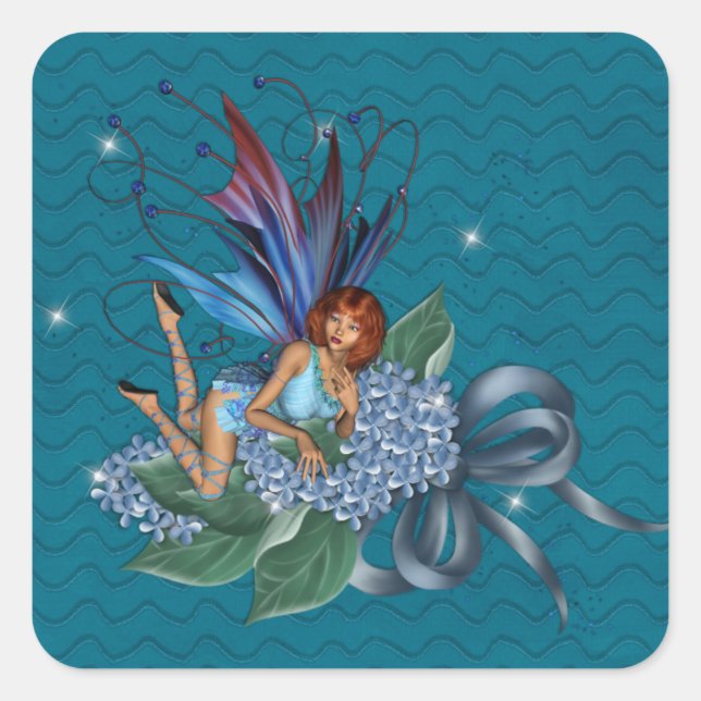 Adesivo Quadrado Blue Fae em Blue Flowers Design 2 (Frente)