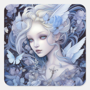 Adesivo Quadrado Blue Fairy Fantasy Art
