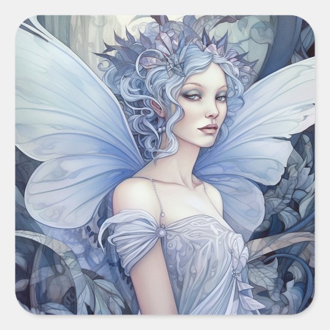 Adesivo Quadrado Blue Fairy Fantasy Art (Frente)