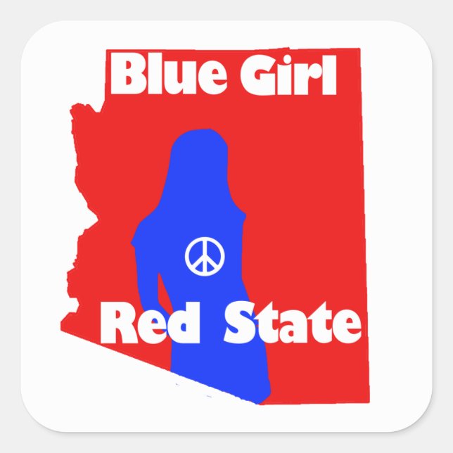 Adesivo Quadrado Blue Girl in a Red State - Arizona (Frente)