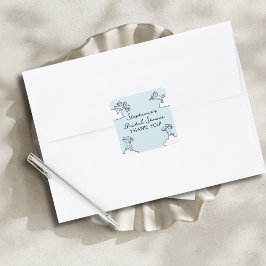 Adesivo Quadrado Blue Hand Drawn Match Made In Heaven Bridal Shower