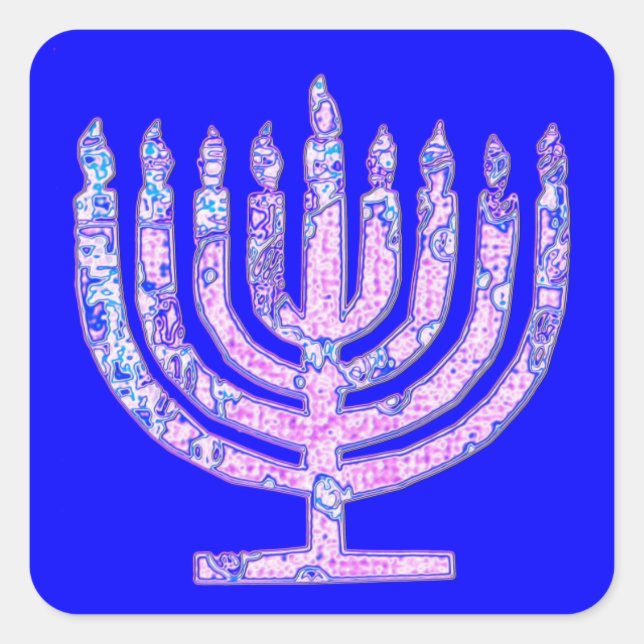 Adesivo Quadrado Blue Hanukkah Menorah 4Ruth (Frente)