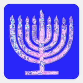 Adesivo Quadrado Blue Hanukkah Menorah 4Ruth