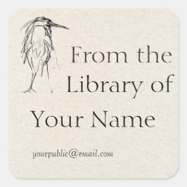 Adesivo Quadrado Blue Heron Sketch Bookplate