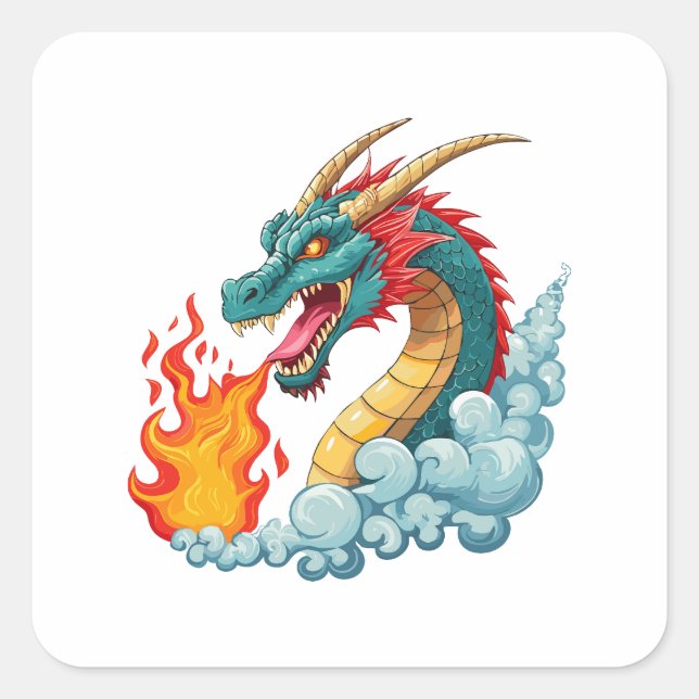 Adesivo Quadrado Blue horned dragon (Frente)