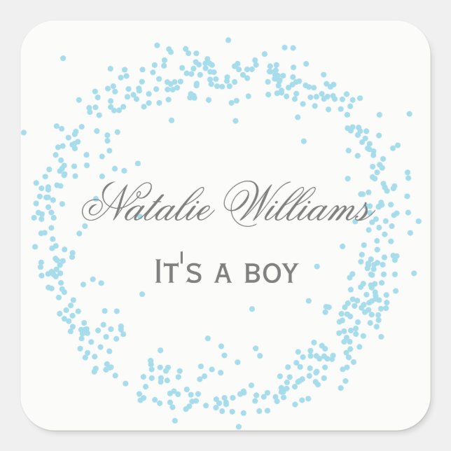Adesivo Quadrado Blue It's a Boy Confetti - Pau Quadrado (Frente)