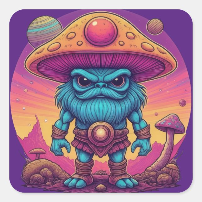 Adesivo Quadrado Blue Man Mushroom (Frente)