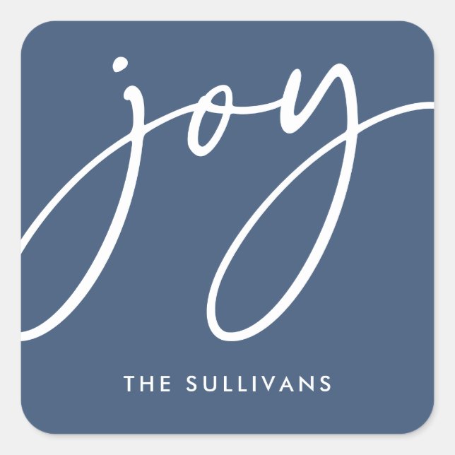 Adesivo Quadrado Blue Minimalist Joy Holiday Sticker (Frente)