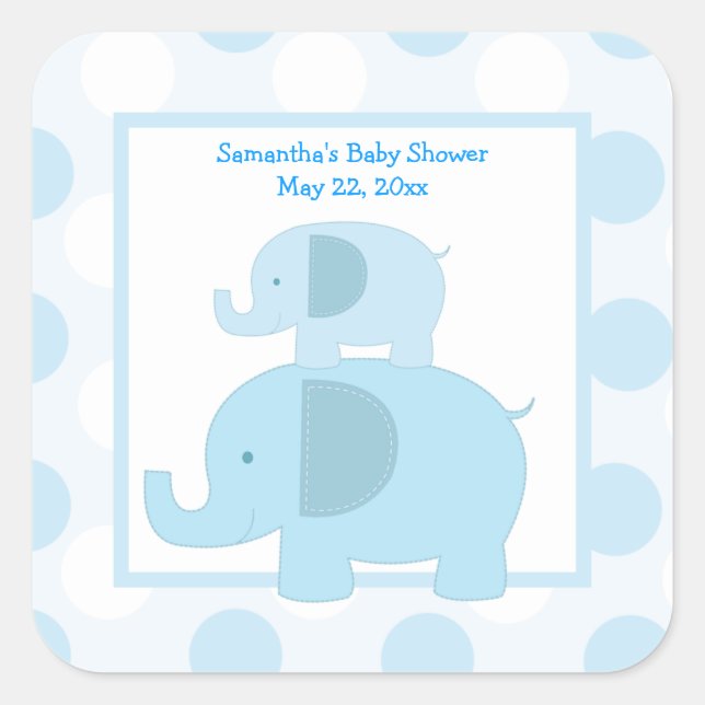 Adesivo Quadrado Blue Mod Elephants SQUARE Favker - Blue (Frente)