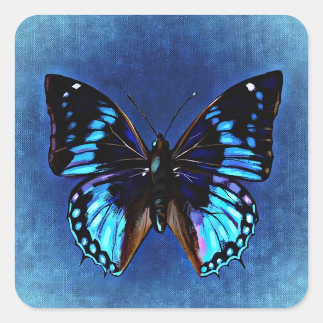 Adesivo Quadrado Blue on Blue Butterfly Sticker (Frente)