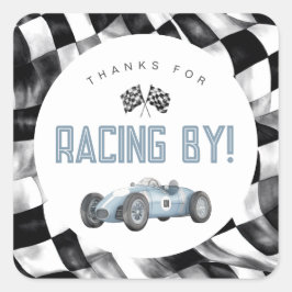 Adesivo Quadrado Blue Race Car Fast Um primeiro aniversario