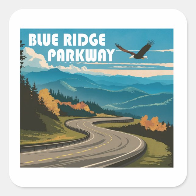 Adesivo Quadrado Blue Ridge Parkway Eagle (Frente)