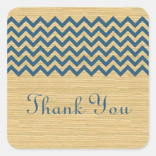 Adesivo Quadrado Blue Rustic Chevron Obrigado Stickers