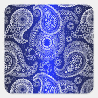 Adesivo Quadrado Blue Shimmer Satin White Lace Paisley Stickers