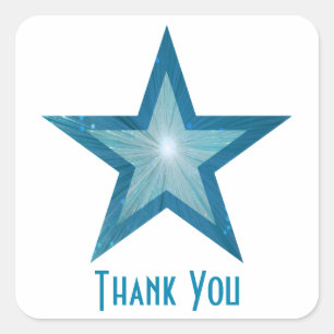 Adesivo Quadrado Blue Star "Obrigado"