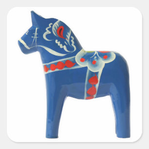 Adesivo Quadrado Blue Swedish Dala Horse
