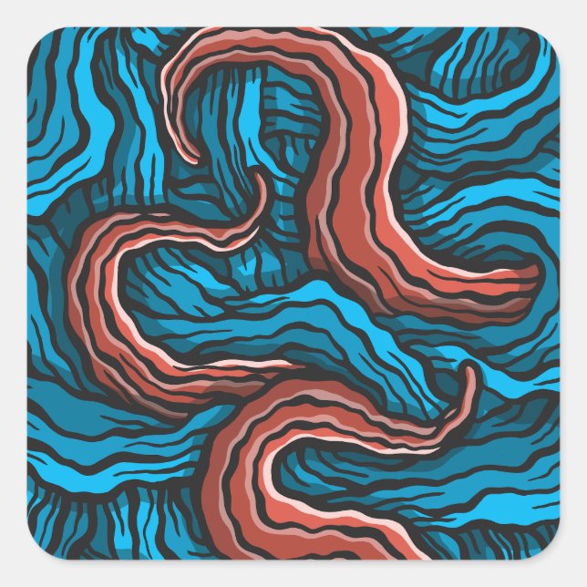 Adesivo Quadrado Blue Tentacles (Frente)