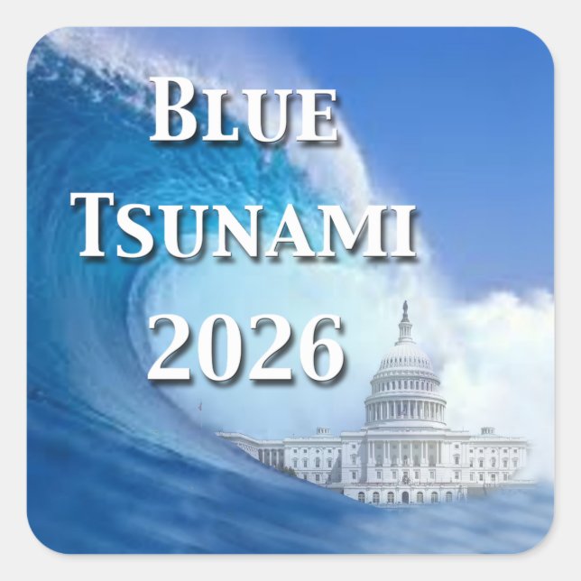 Adesivo Quadrado Blue Tsunami Election 2026 (Frente)