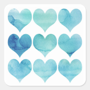 Adesivo Quadrado Blue Watercolor Arts for Heart Heart Health Clipa