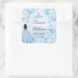 Adesivo Quadrado Blue Winter Wonderland Quinceanera Sticker