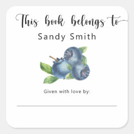 Adesivo Quadrado Blueberry - Este livro pertence a
