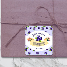 Adesivo Quadrado ・ Blueberry personalizado Preserva DIY Canning