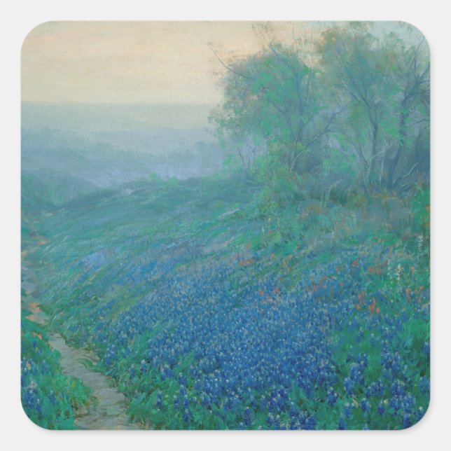 Adesivo Quadrado Bluebonnets no amanhecer, Onderdonk (Frente)