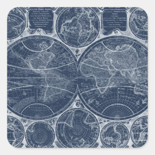 Adesivo Quadrado Blueprint do Mundo
