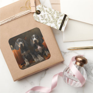 Adesivo Quadrado Bluetick Conhound Puppy Autumn - Pumpkin