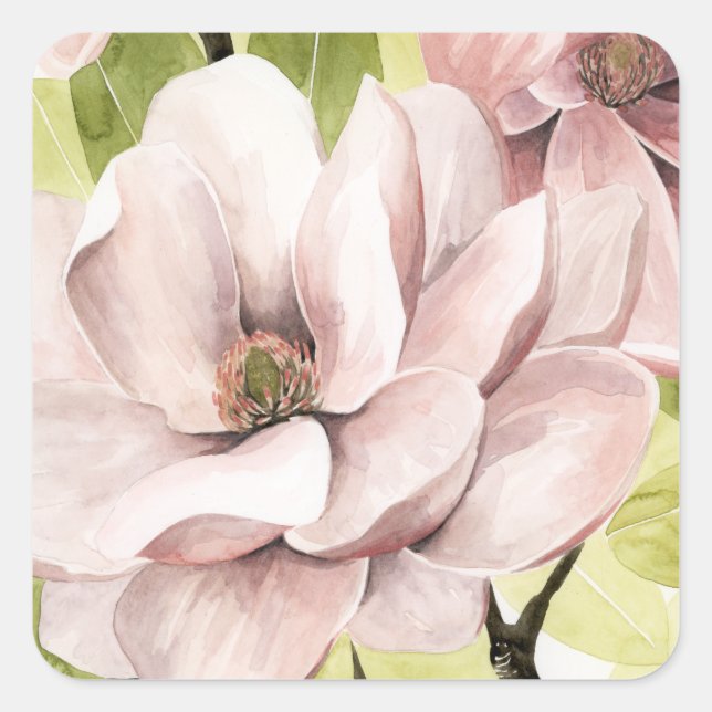 Adesivo Quadrado Blush Magnolia Flowers (Frente)
