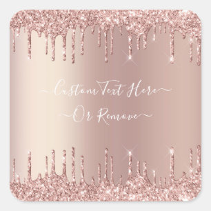 Adesivo Quadrado Blush Rosa Dourado Brilho Glitter Pingos Texto Per