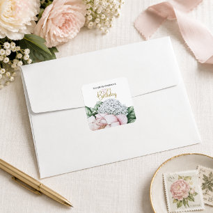 Adesivo Quadrado Blush Rosa Peônia Floral 30º Aniversário
