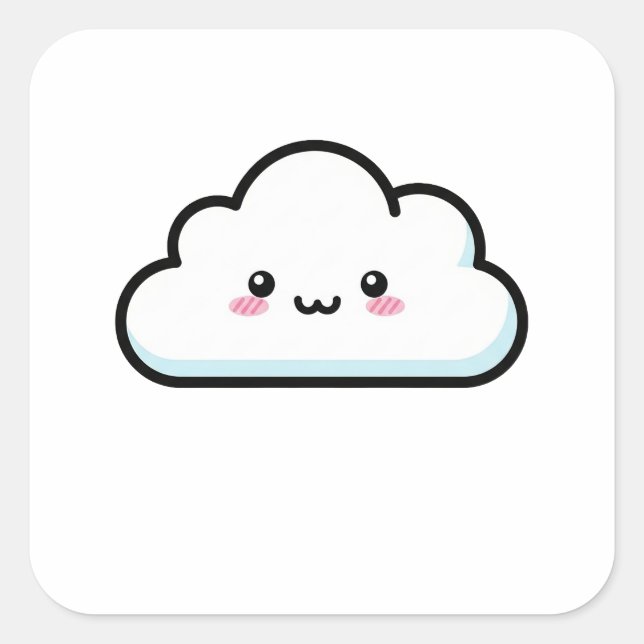 Adesivo Quadrado Blushing Cloud – Cute Kawaii Illustration (Frente)