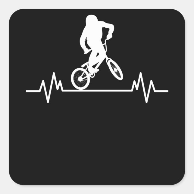 Adesivo Quadrado BMX Heartbeat Design Funny Rider Bicicleta Bicicle (Frente)