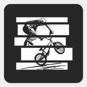 Adesivo Quadrado BMX Wheelie Silhouette Urban Lines