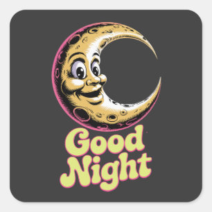Adesivo Quadrado Boa Noite, Retro Moon